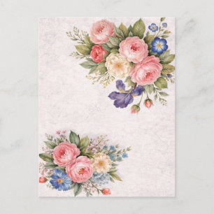 Rustic Vintage Personalized Floral Rose Design     Postcard