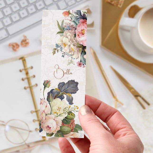 Rustic Vintage Personalized Roses & Iris  Bookmarks (Creator Uploaded)