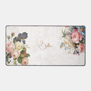 Rustic Vintage Personalized Roses & Iris  Desk Mat