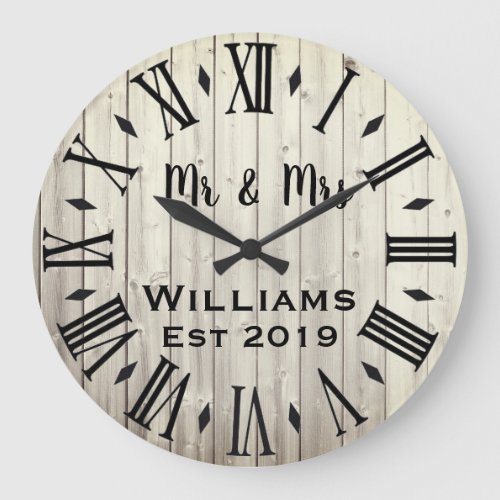 Rustic Vintage  Personalized Wood Custom Large Clo Large Clock