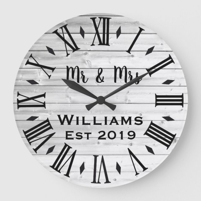 Rustic Vintage  Personalized Wood Custom Large Clock (Front)