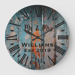 Rustic Vintage Personalized Wood Custom Large Clock