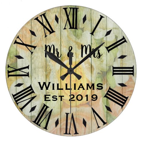 Rustic Vintage  Personalized Wood Custom Large Clock