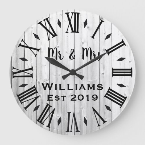 Rustic Vintage  Personalized Wood Custom Large Clock