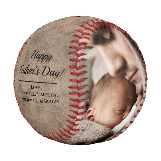Rustic Vintage Photo Father's Day Baseball (Angled)