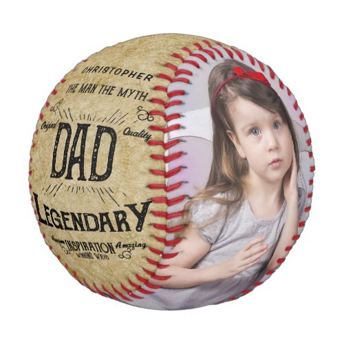 Rustic Vintage Photo Fathers Day Dad Baseball