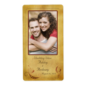 Rustic Vintage Photo Wedding Wine Bottle Labels
