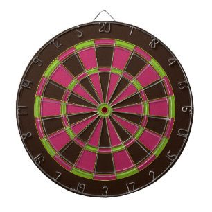 Rustic Vintage Pink, Lime green and Brown Leather Dart Board