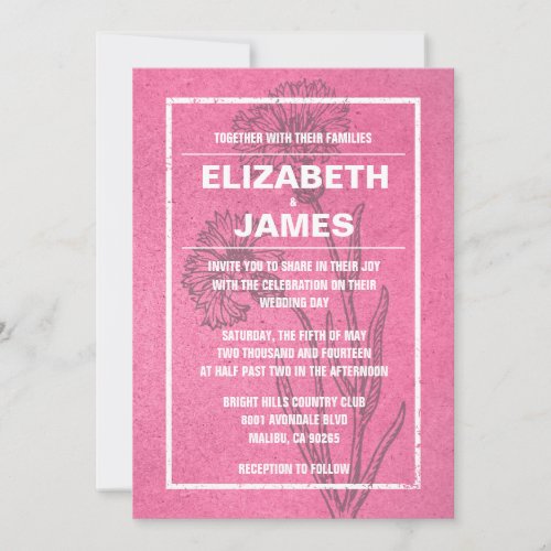 Rustic Vintage Pink Wedding Invitations