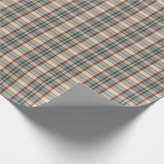 Rustic Vintage Plaid Sage Green Rust Cream Tartan Wrapping Paper