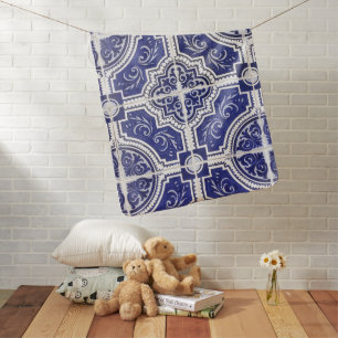 Rustic Vintage Portuguese Tiles Pattern - Azulejo Baby Blanket