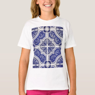 Rustic Vintage Portuguese Tiles Pattern - Azulejo T-Shirt
