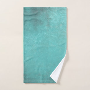 Rustic Vintage Print Turquoise Hand Towel