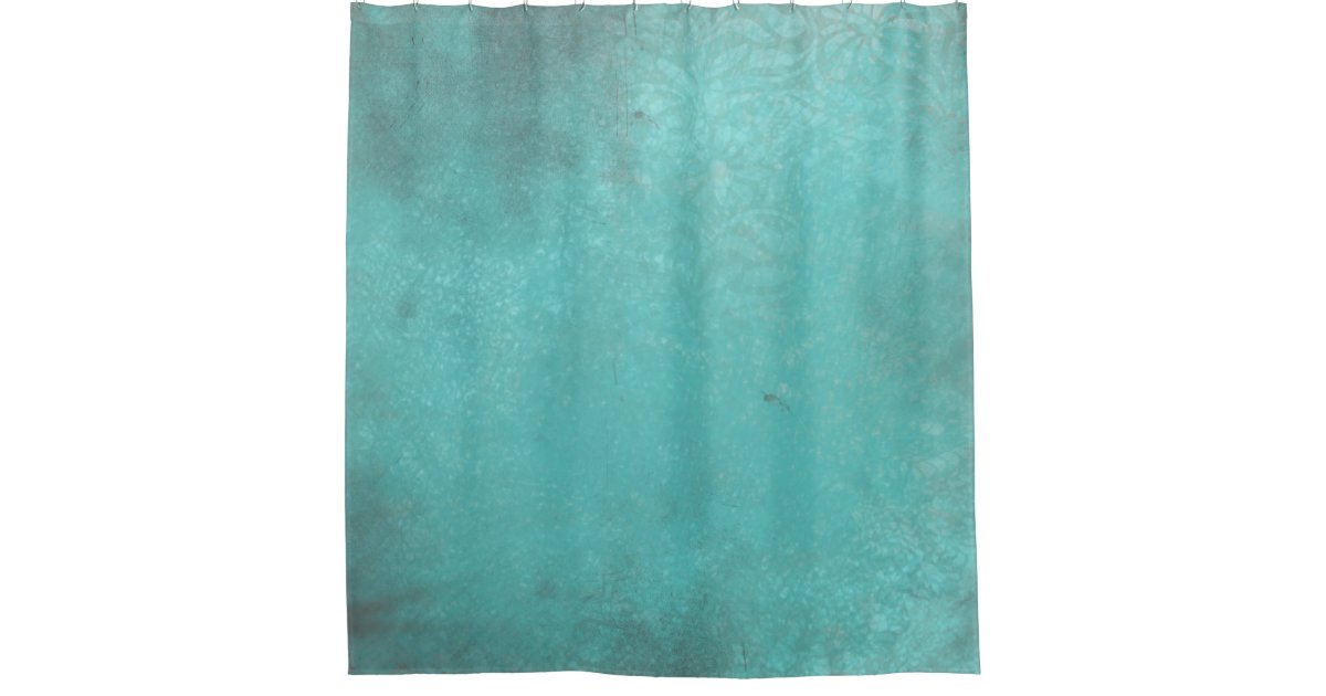 Rustic Vintage Print Turquoise Shower Curtain
