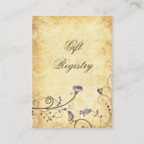 rustic vintage purple floral Gift registry  Cards