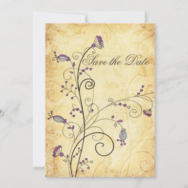 rustic vintage purple floral Save the dates Save The Date