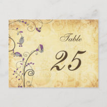 rustic vintage purple floral table numbers