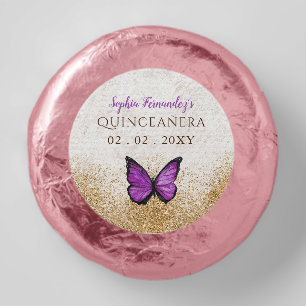 Rustic Vintage Purple Gold Butterfly Dipped Oreo Cookie Favors