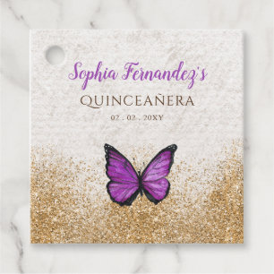 Rustic Vintage Purple Gold Butterfly  Favor Tags