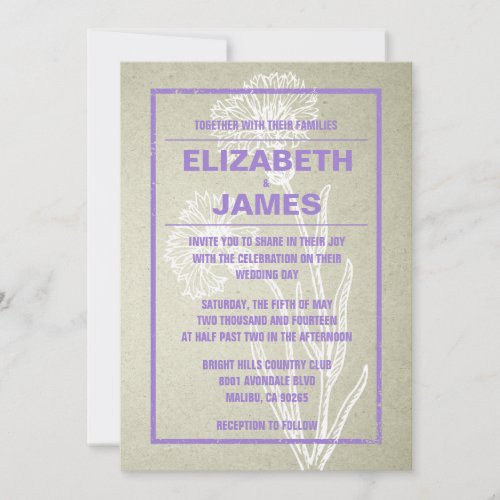 Rustic Vintage Purple Wedding Invitations