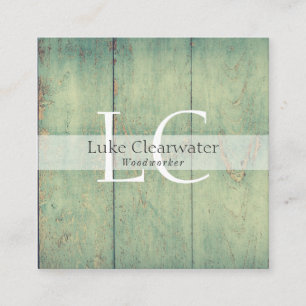 Rustic Vintage Reclaimed Barnwood Monogram Square Business Card