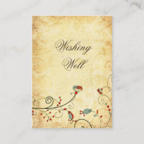 rustic vintage red floral  wishing well cards