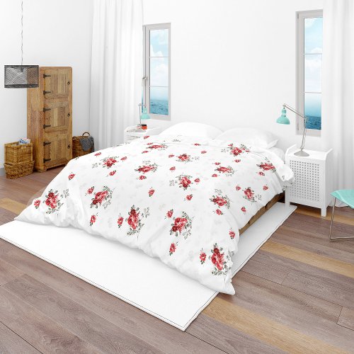 Rustic Vintage Red Rose Pattern  Duvet Cover