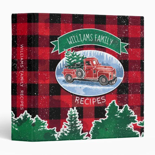 Rustic Vintage Red Truck Christmas Family Recipe 3 Ring Binder