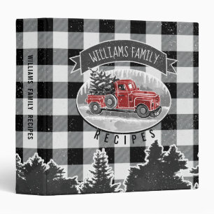 Rustic Vintage Red Truck Christmas Family Recipe 3 Ring Binder