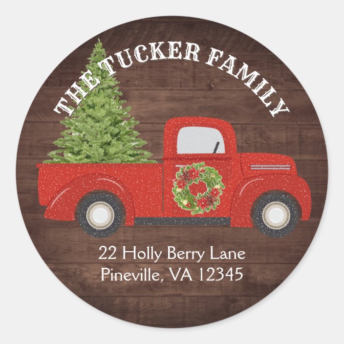 Rustic Vintage Red Truck Return Address Label Zazzle Com