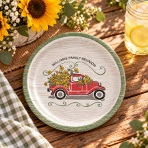 Rustic Vintage Red Truck Sunflowers Family Reunion