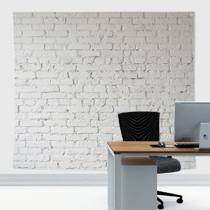 Rustic Vintage Retro White Painted Brick Wall Tapestry