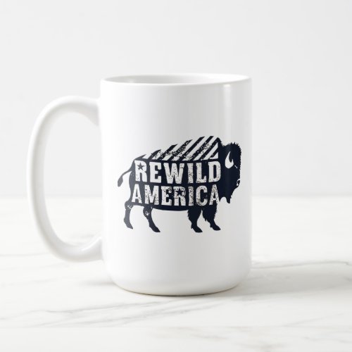 Rustic Vintage Rewild America Bison Coffee Mug