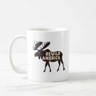 Rustic Vintage Rewild America Moose Coffee Mug