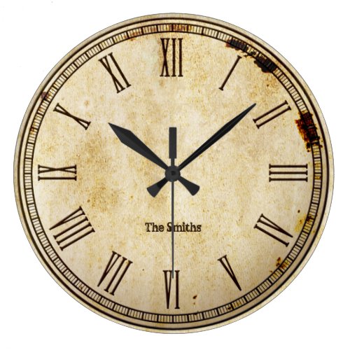 Rustic Vintage Roman Numeral Aged Clock Face