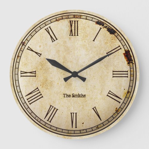 Rustic Vintage Roman Numeral Aged Distressed  Large Clock