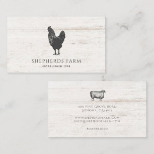 Rustic Vintage Rooster Barn Wood Farm Business Card
