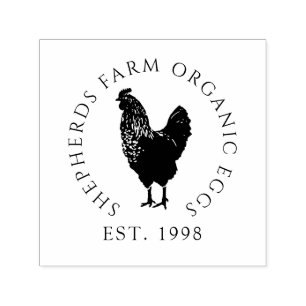 Rustic Vintage Rooster Barn Wood Farm Logo Self-inking Stamp