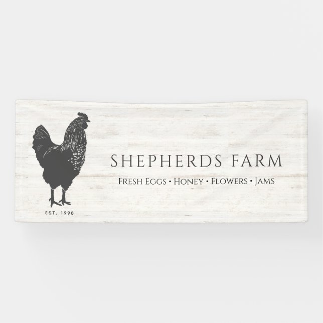 Rustic Vintage Rooster Farm Logo  Banner (Horizontal)