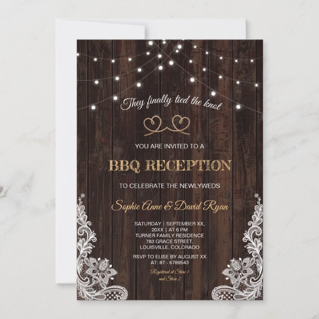 Rustic Vintage Rope Wood We Tied The Knot Invitation (Front)