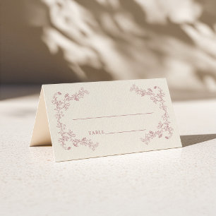 Rustic Vintage Rose Floral Frame Wedding  Place Card