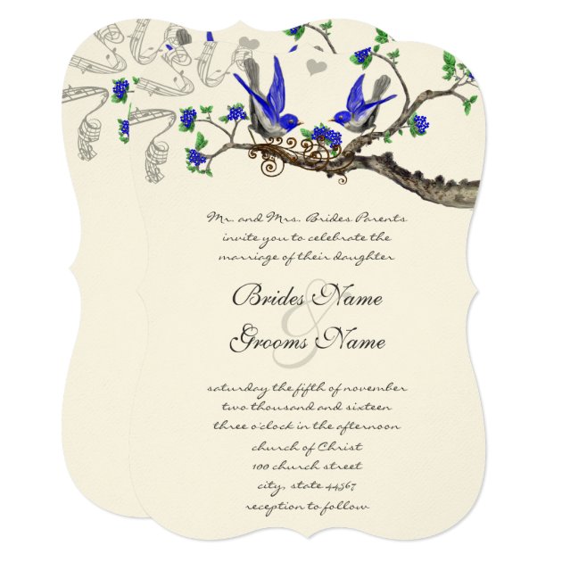 Rustic Vintage Royal Blue Wedding Invitations