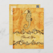 rustic, vintage ,seahorse beach thank you postcard (Front/Back)
