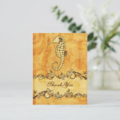 rustic, vintage ,seahorse beach thank you postcard (Standing Front)