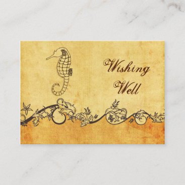 rustic, vintage ,seahorse beach wishing well card