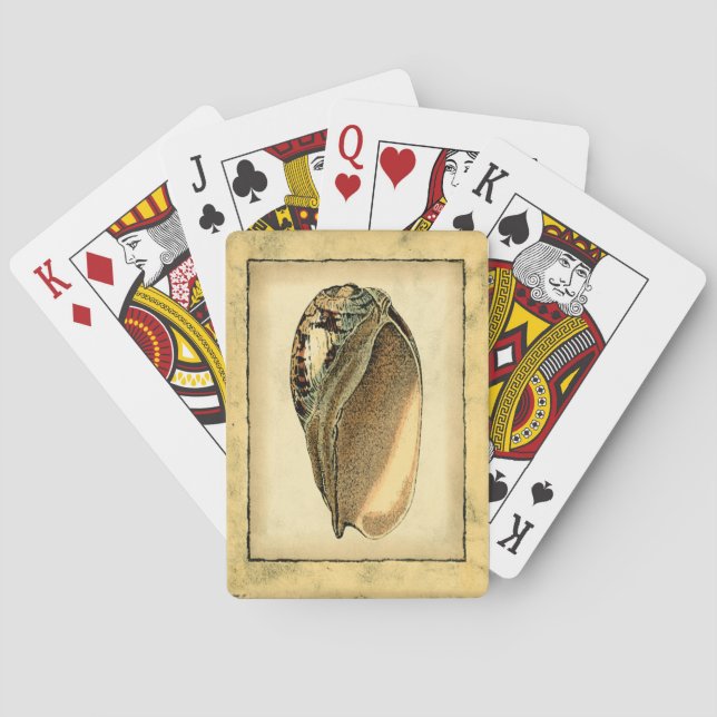 Rustic Vintage Seashell Poker Cards (Back)
