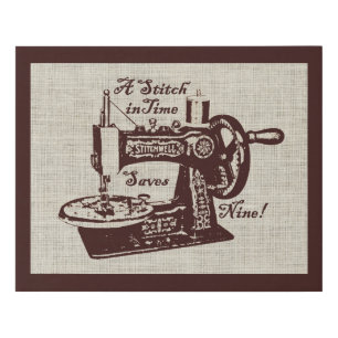 Rustic Vintage Sewing Machine Faux Canvas Print