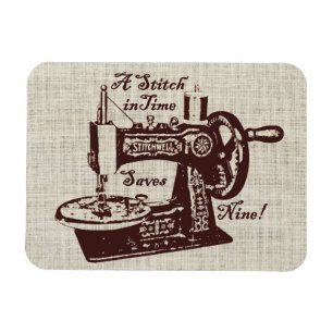 Rustic Vintage Sewing Machine Magnet