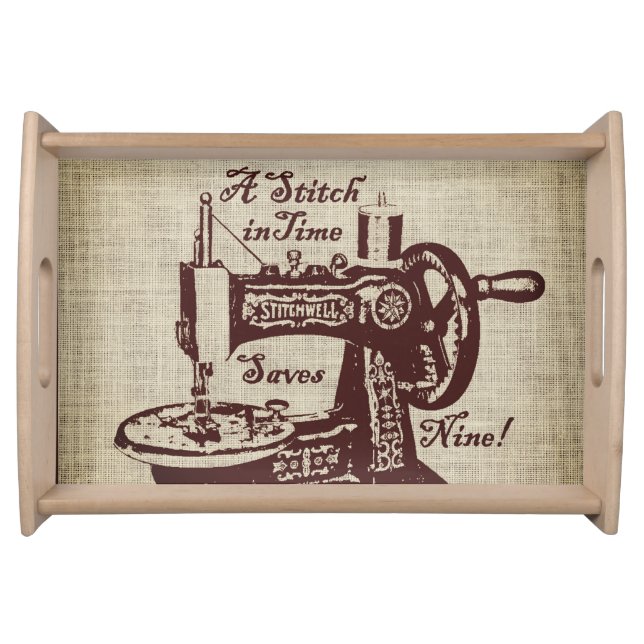 Rustic Vintage Sewing Machine  Serving Tray (Front)