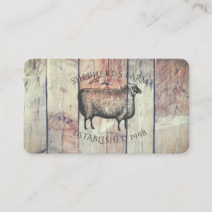 Rustic Vintage Sheep & Barn Wood Custom Farm Logo Business Card
